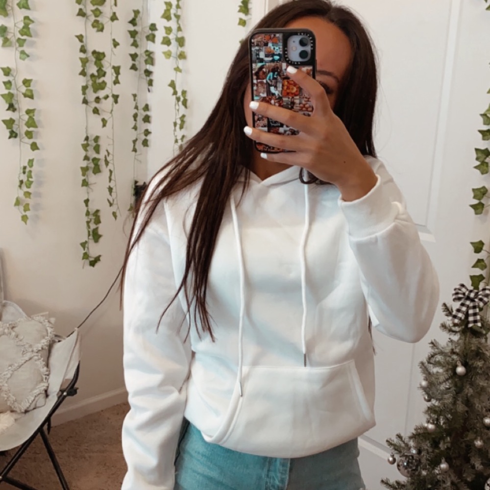 white sweatshirt